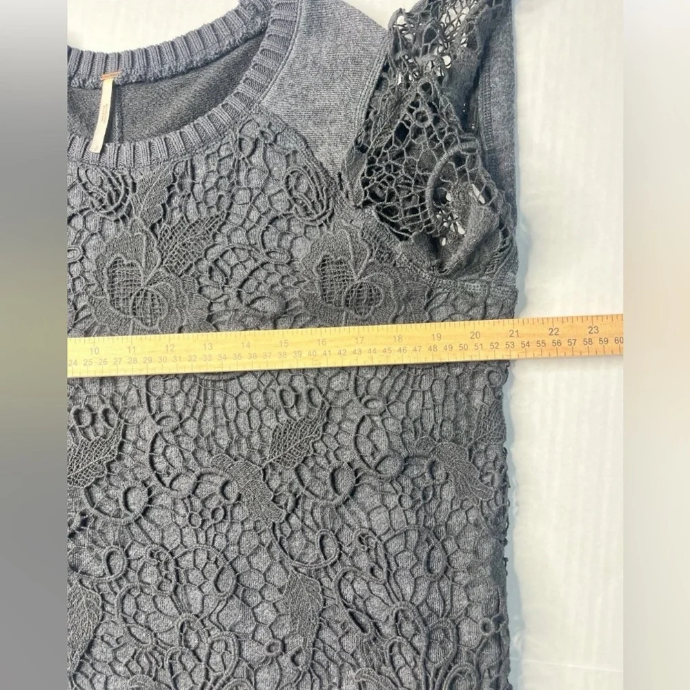 FREE PEOPLE Graphite Combo Crochet Top, Size Small - MSRP $128